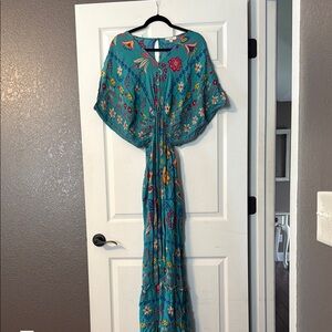 Easel Blue Pink Tie Front Sundress